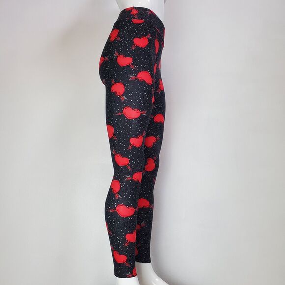 NEW LuLaRoe Valentine's Black Red Heart Leggings - Picture 2 of 9